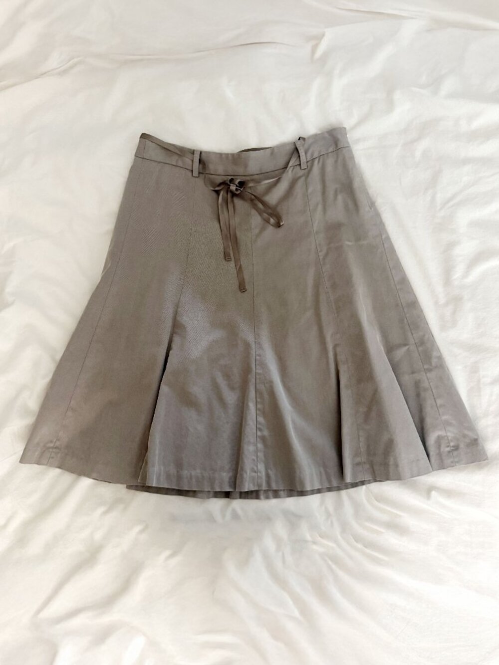 J. Crew Classic cotton A-line Skirt with satin ribbon tie belt - taupe - Size 2